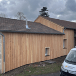 Façade en ossature bois isolé rénovation bardage bois